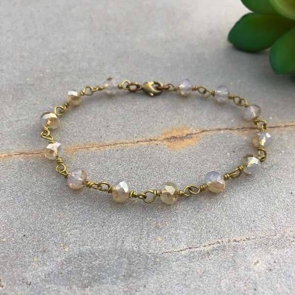 Estrella & Luna Opalite Rosary Chain Dainty Bracelet - Picture 7 of 8